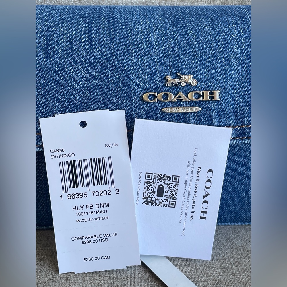 NWT！Coach Hailey Flap Crossbody Shoulder bag In Denim（COACH CAN96） - Picture 5 of 5